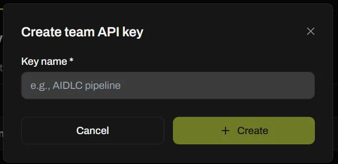 Create team API key